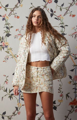 x PacSun Reversible Floral Print Quilted Jacket image number 1