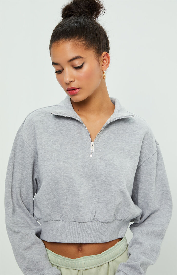half zip crop sweater