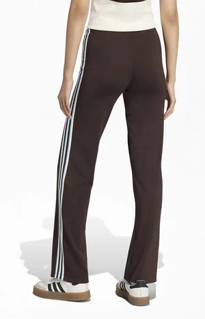 Brown 3-Stripe Slouchy Straight Leg Track Pants image number 2