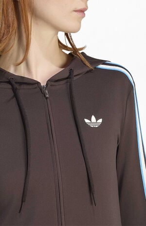 Brown Trefoil 3-Stripe Zip Up Hoodie image number 3