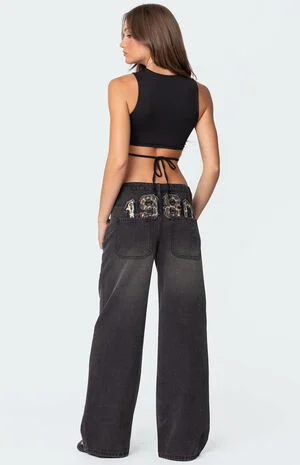 1980 Leopard Patch Low Rise Jeans image number 1