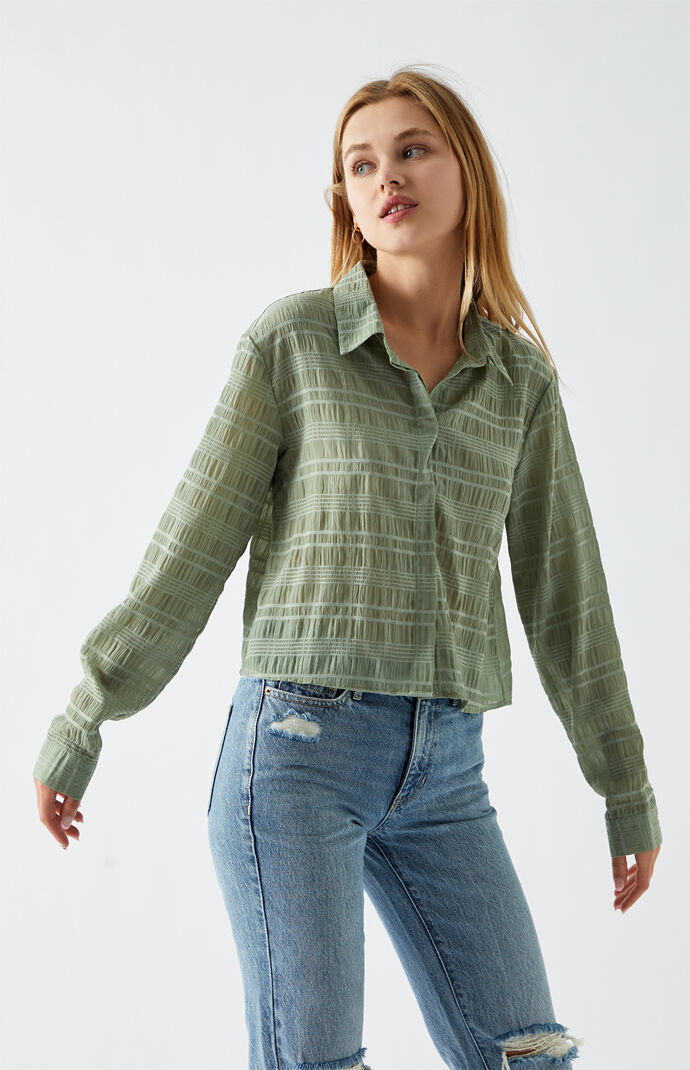 '90s Chiffon Button Down Shirt