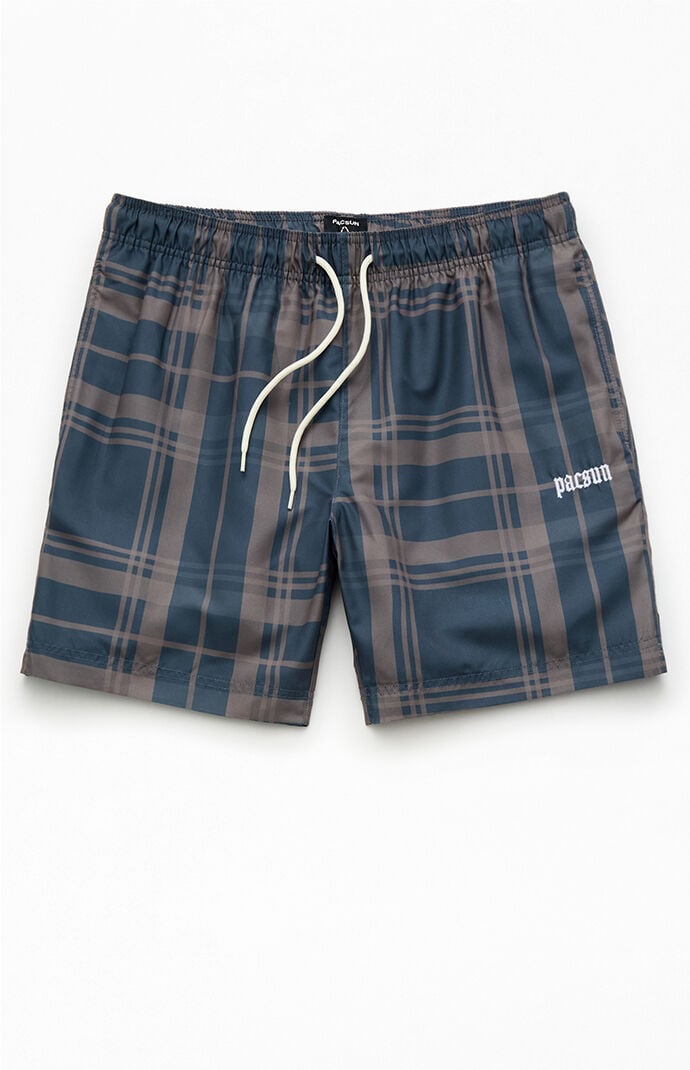 Pacsun Plaid Collegiate 6.5" Swim Trunks