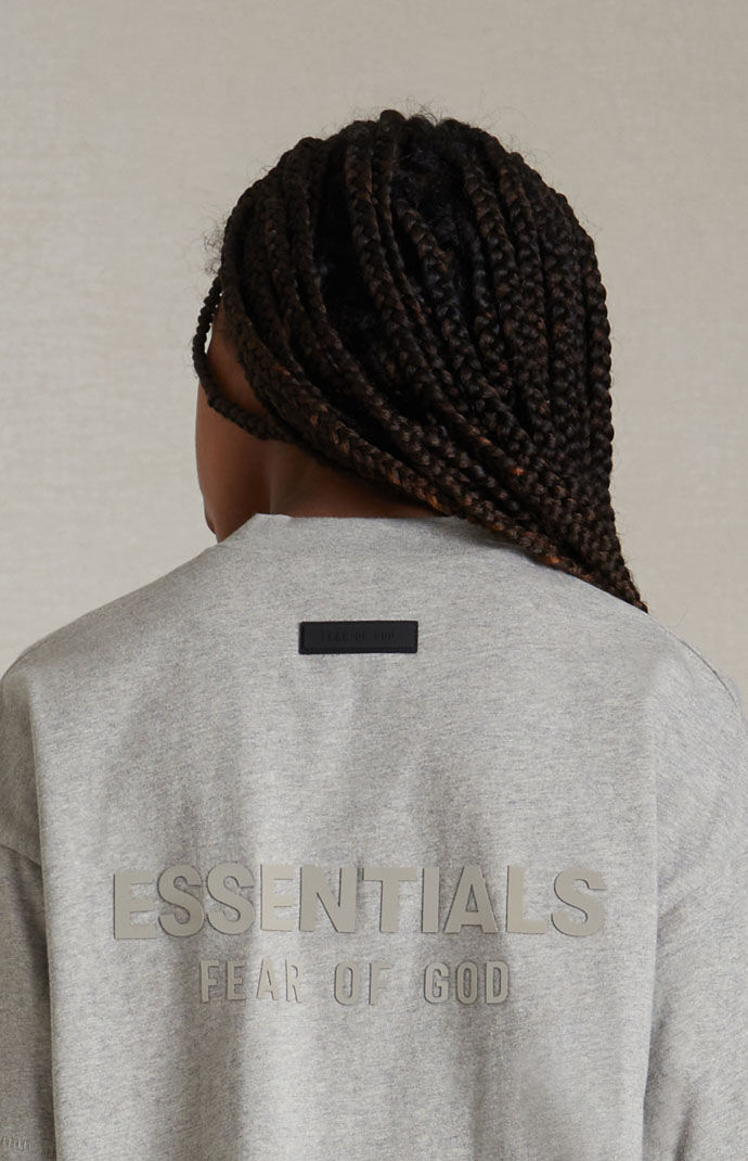 Kids Fear of God Essentials Dark Heather Oatmeal V-Neck T