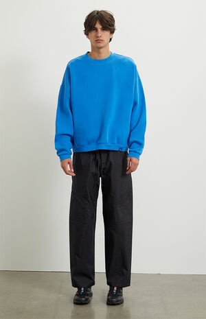 Blue Vintage Wash Heavyweight Fleece Crew Neck Sweatshirt image number 5