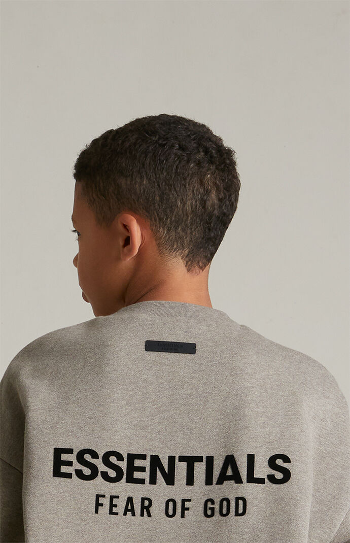 Kids Heather Grey Fleece Crew Neck Sweatshirt