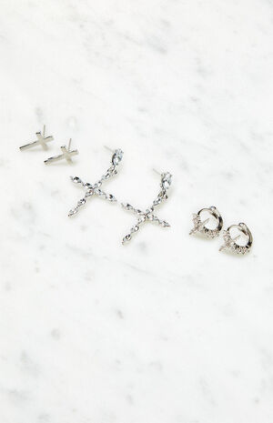 3 Pack Cross Earrings image number 2