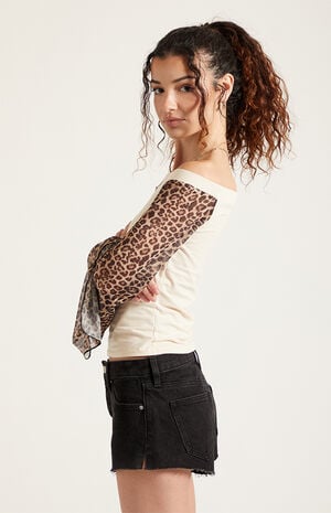 Jamie Denim Micro Shorts Raw Cut Black image number 3