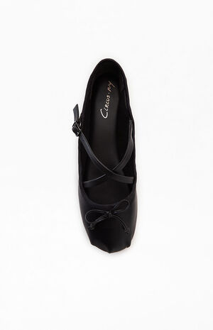 Women's Black Zuri Strap Ballet Flats image number 5
