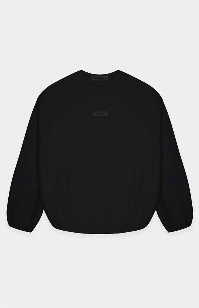 피오갓 에센셜 Fear of God Essentials Jet Black Polar Fleece Crew Neck Sweatshirt