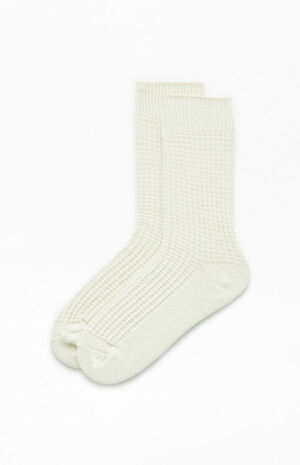 Cozy Waffle Knit Crew Socks image number 1