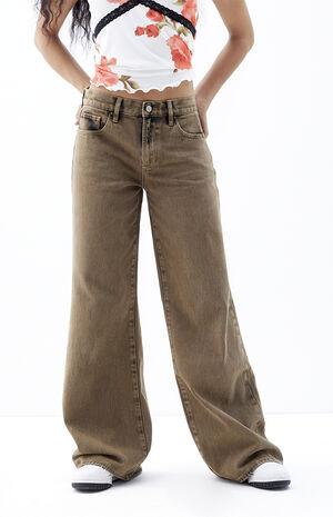 Lena Brown Low Rise Super Baggy Jeans image number 1
