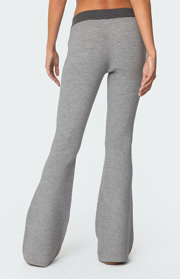 Edikted Lei Contrast Knit Flared Pants