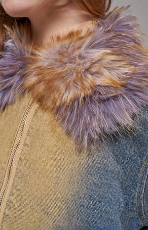 Coralyn Cropped Faux Fur Jean Jacket image number 5