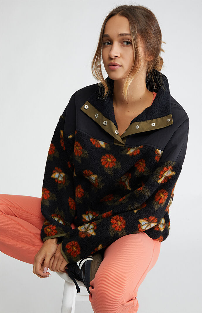 PacSun Butterfly Garden Half Snap Sherpa Sweatshirt PacSun
