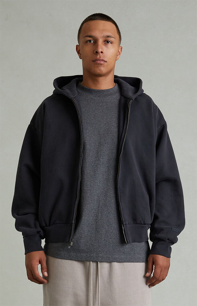 Fear of God ESSENTIALS Vintage Black Classic Full Zip Hoodie | PacSun