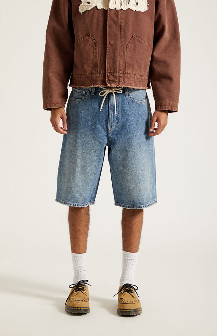 Pacsun Austin Extreme Baggy Jean Shorts Drawstring Medium Blue
