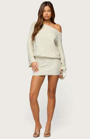 Off Shoulder Sequin Knit Mini Dress image number 5