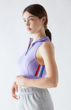 Lavender Zip Up Crop Top Lavender Zip Up Crop Top image number null