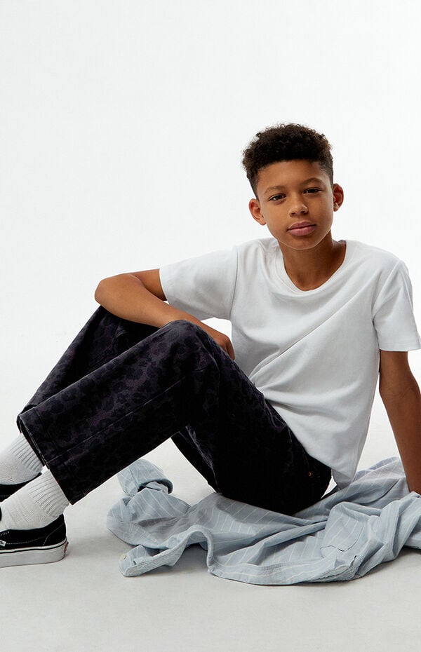 Pacsun Kids Leopard Baggy Jeans Black