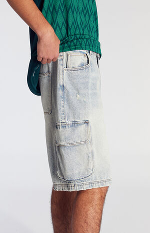 Light Indigo Cargo Baggy Denim Shorts image number 6