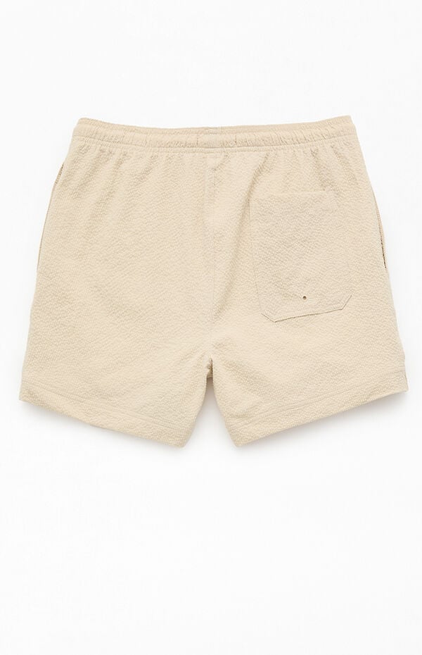 Pacsun Tan Sail Seersucker 4.5" Swim Trunks