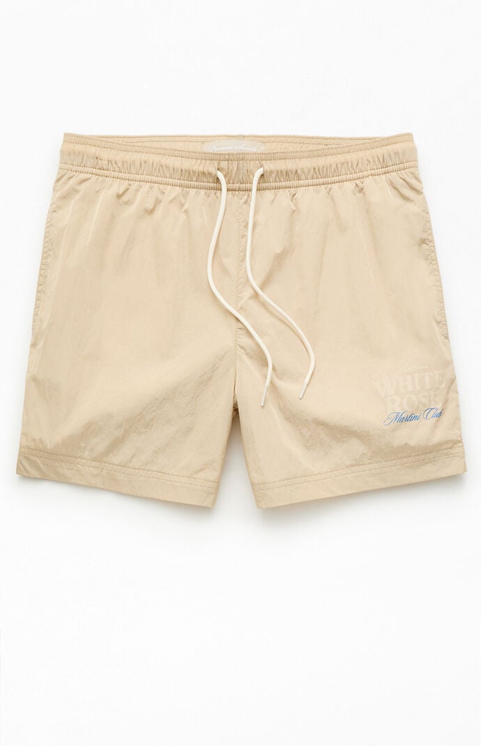 Pacsun White Rose 4.5" Volley Swim Trunks