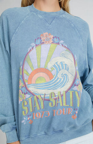 x The Salty Blonde Organic Coastal Crew Oversized Crewneck Sweatshirt image number 2