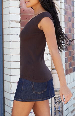 Brown Scoop Neck Top image number 2