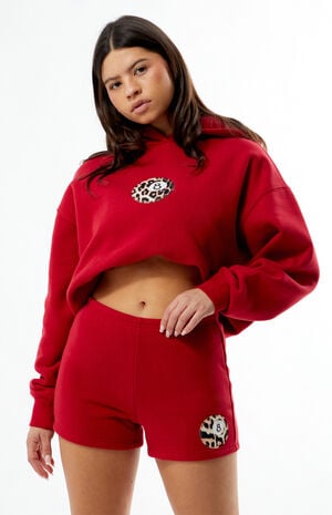 Leopard 8 Ball Applique Slim Sweat Shorts image number 1