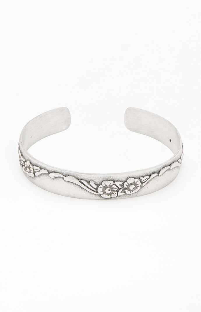 John Galt Silver Floral Cuff Bracelet