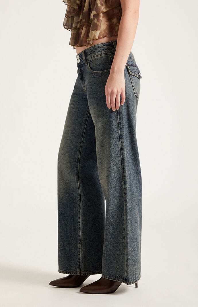 Pacsun Zoe Low Rise Girlfriend Jeans Dark Blue