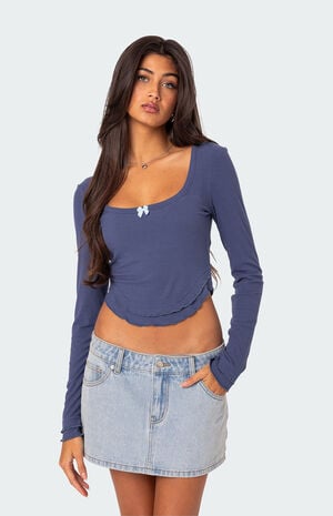 Yara Ribbed Ruffle Hem Top image number 1