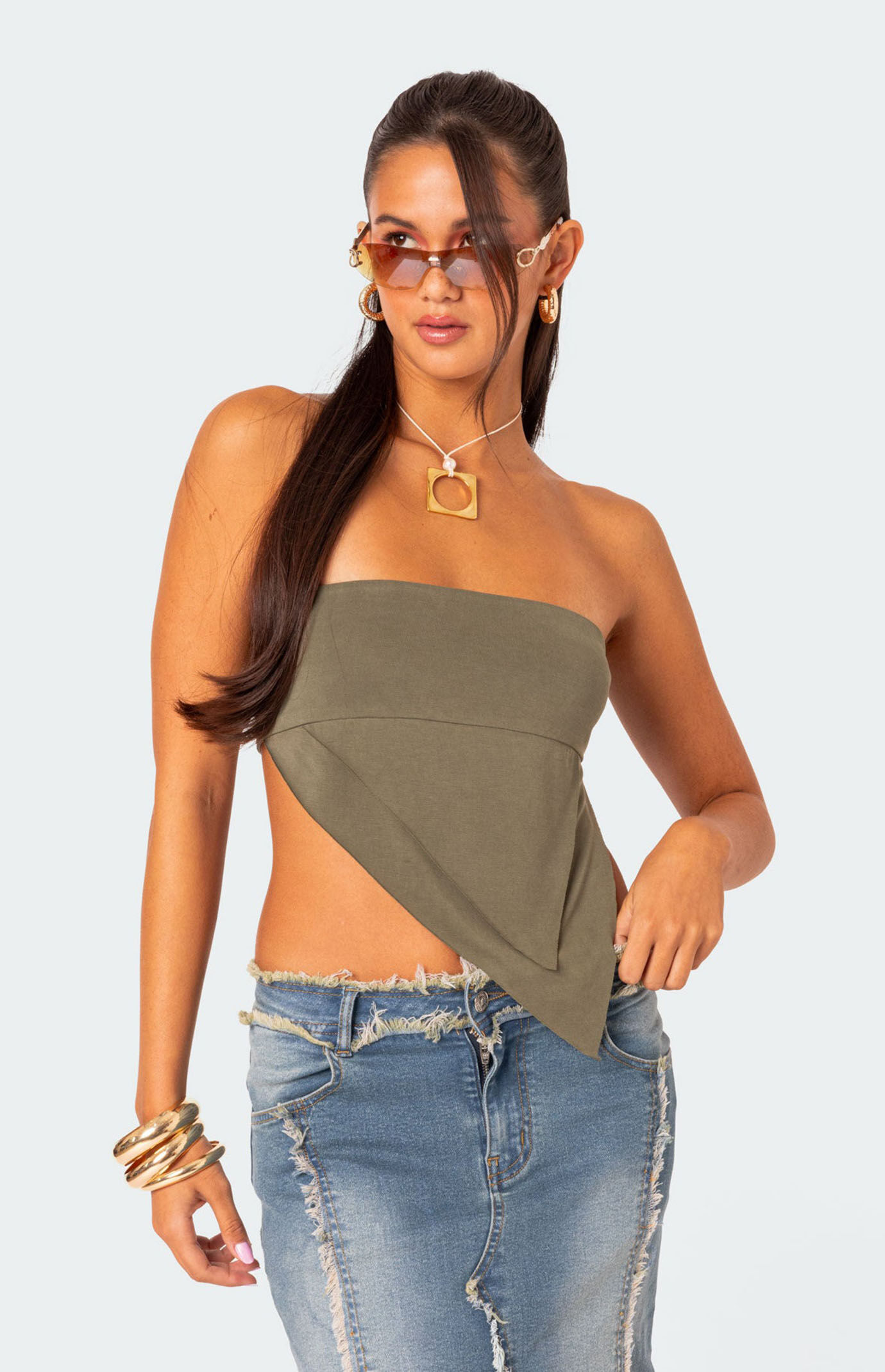 Edikted Patterson Layered Triangle Tube Top | PacSun