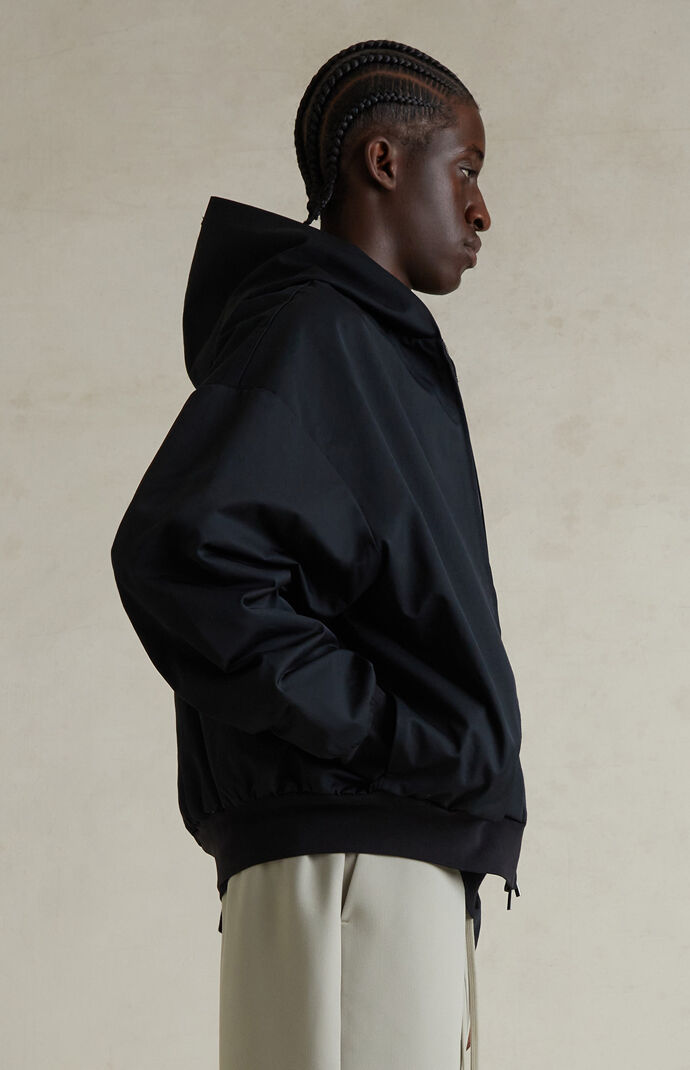 Fear of God ESSENTIALS Jet Black Poly Cotton Twill Zip Up