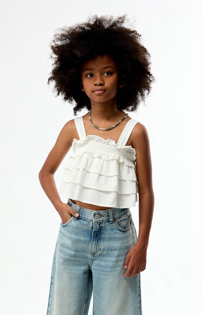 Pacsun Kids White Ruffle Tank Top