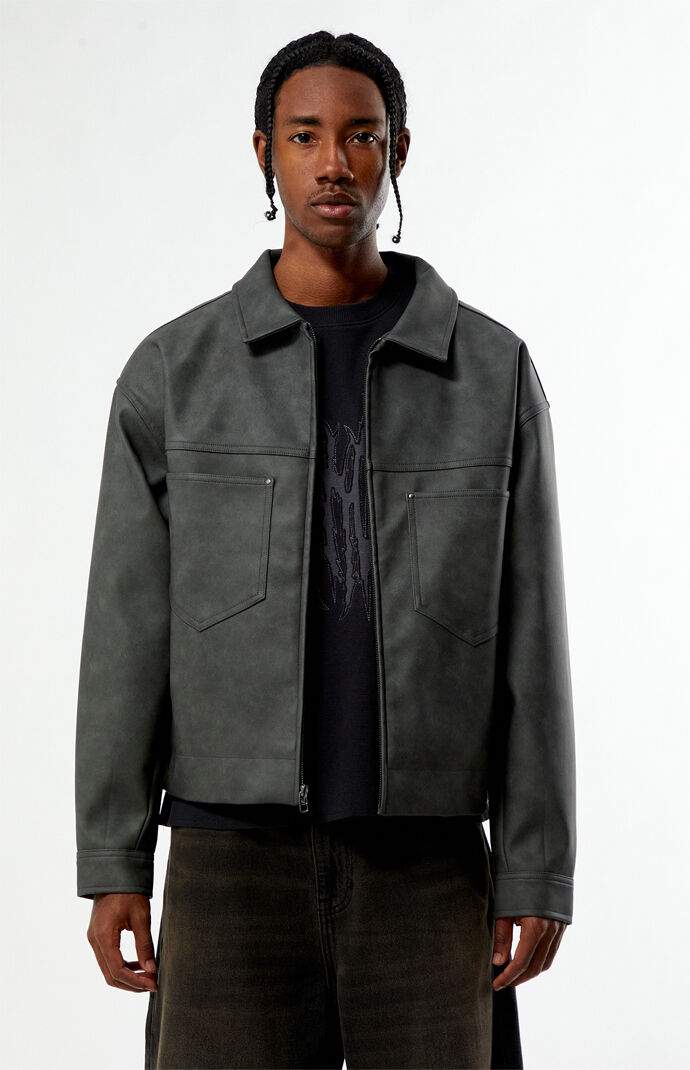 Pacsun Gray Faux Leather Billie Gas Jacket