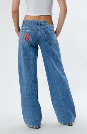 By PacSun Medium Indigo 76 Low Rise Baggy Jeans image number 4