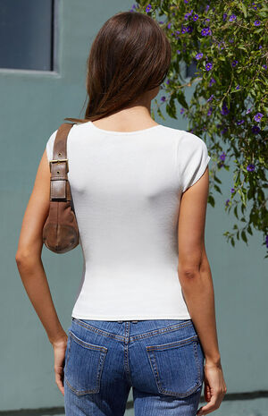 White Surplice Short Sleeve Top image number 3