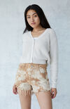 Sand Tie Dye High Waisted Denim Festival Shorts Sand Tie Dye High Waisted Denim Festival Shorts image number null