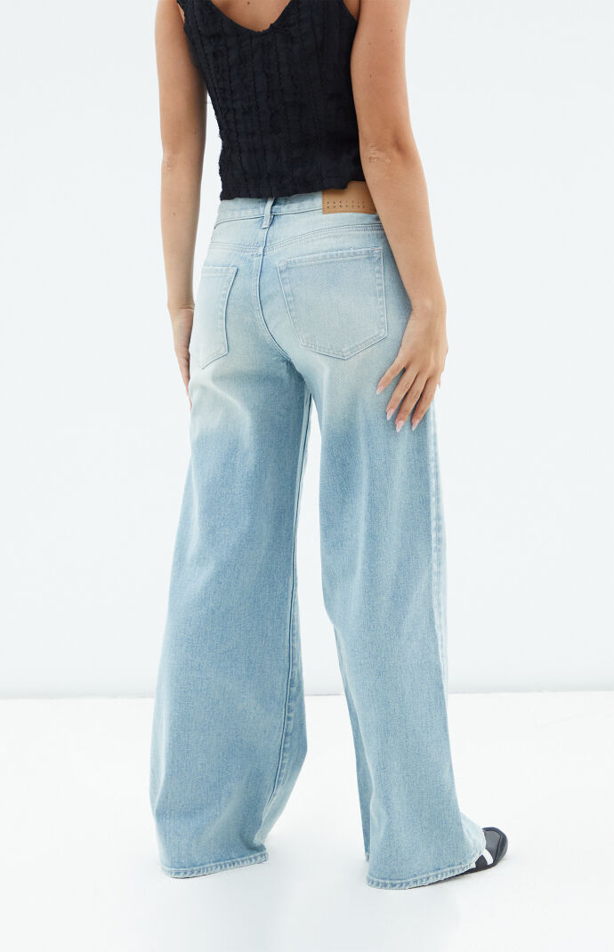 Pacsun Lena Light Indigo Stained Low Rise Super Baggy Jeans