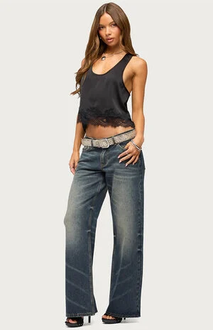 Onie Lace Satin Tank Top image number 4