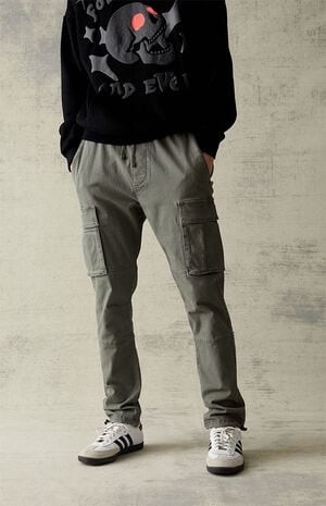 Stretch Canvas Olive Slim Cargo Pants image number 2