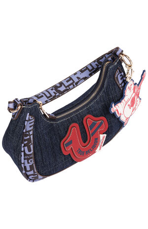 Graphic Trim Denim Hobo Bag image number 5