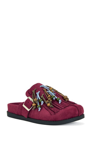 Women's Burgundy Abeille Tassel Mules image number 2