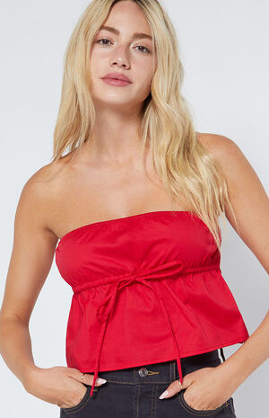 Tie Front Strapless Top image number 3