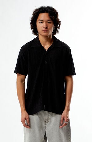 Black Pointelle Camp Shirt