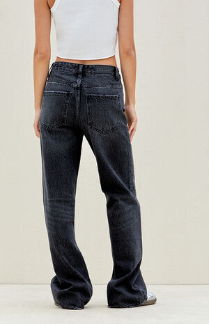 Black High Waisted Girlfriend Jeans image number 4