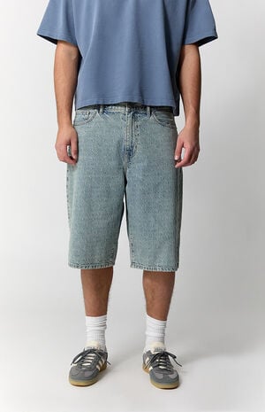 Austin Extreme Baggy Jean Shorts Textured Slub Light Blue image number 2
