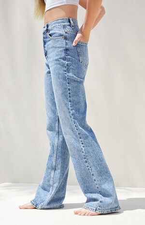 Eco Medium Blue High Waisted Bootcut Jeans image number 3